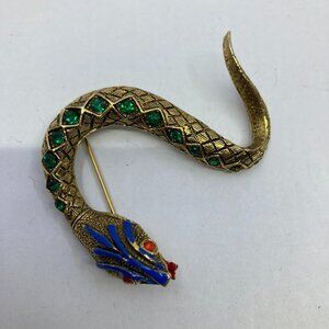 Vtg Art Arthur Pepper snake cobra  enamel gold tone brooch